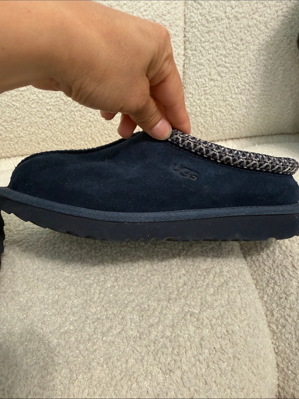 UGG Kids Dark Navy Suede Slip-On Clogs - Picture 5 of 13